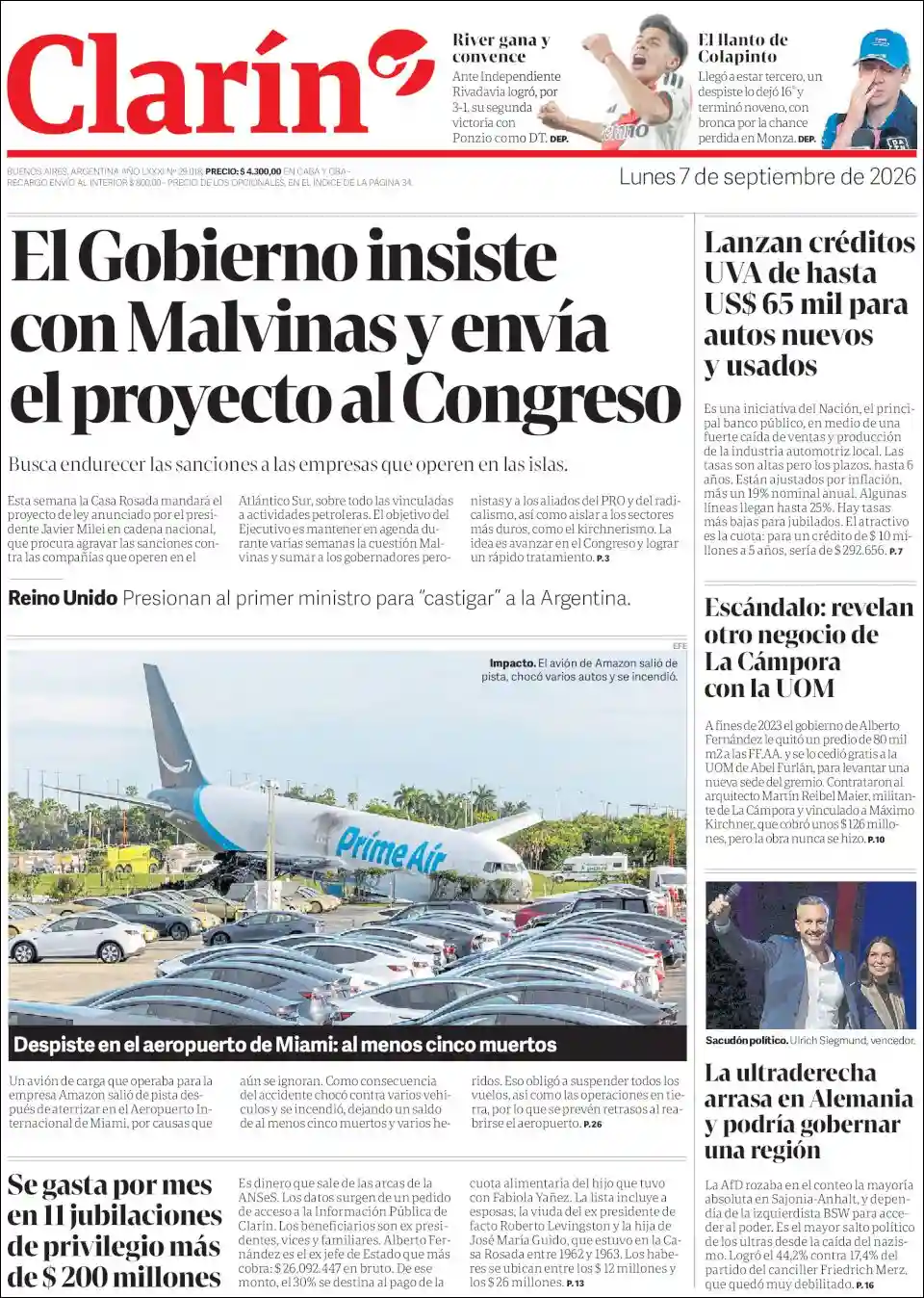 Estudios Max | Argentilandia Diario - Tapa del diario Clarin